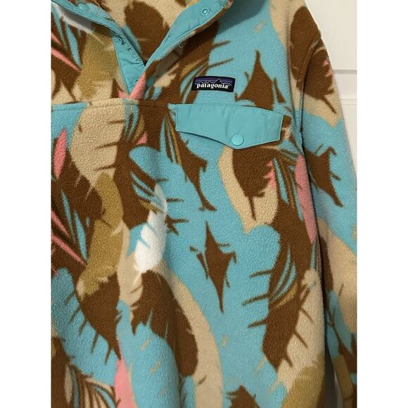 Patagonia Synchilla Snap-T Fleece Pullover Teal Pink Floral Camo Medium - Picture 7 of 11